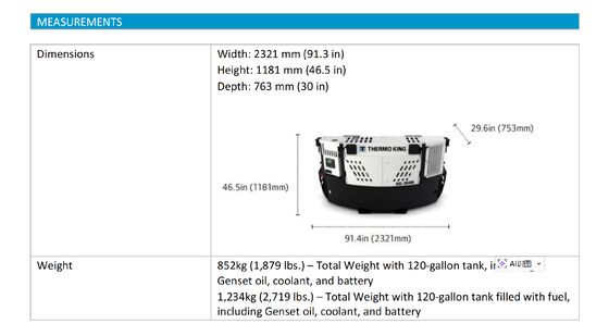 SG3500 THERMO KING 디젤 엔진 선박 발전기 컨테이너 냉각 장치 전기 전원 공급 주목할만한 연료 효율 중국 공장에서 만들어집니다